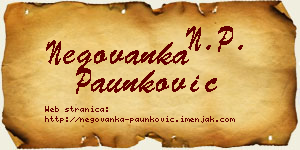 Negovanka Paunković vizit kartica